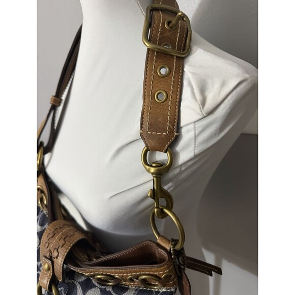 COACH VTG Signature Denim & Vachetta Leather Shoulder Bag F06K-10406 Handbag - Picture 4 of 16